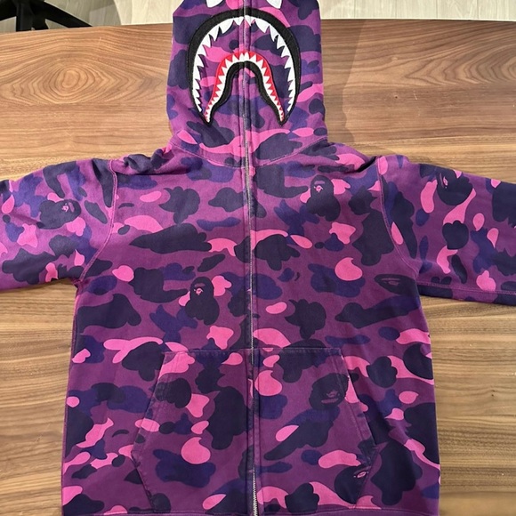 Bape Purple Camo WGM Shark Hoodie - Picture 2 of 7